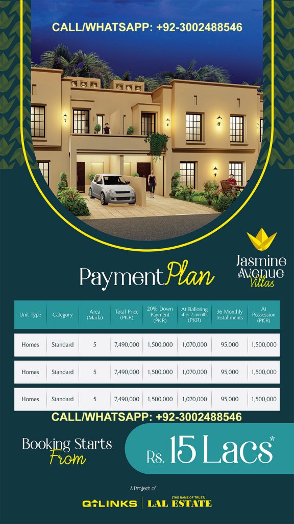 Jasmine Avenue Villas Payment Plan