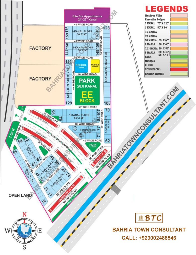Bahria Town Lahore EE Block New Deal Map