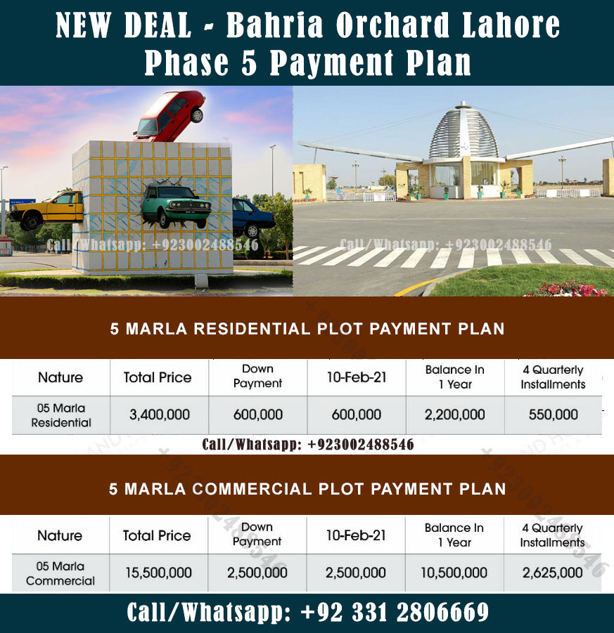 Bahria Orchard Phase 5 Lahore Payment Plan
