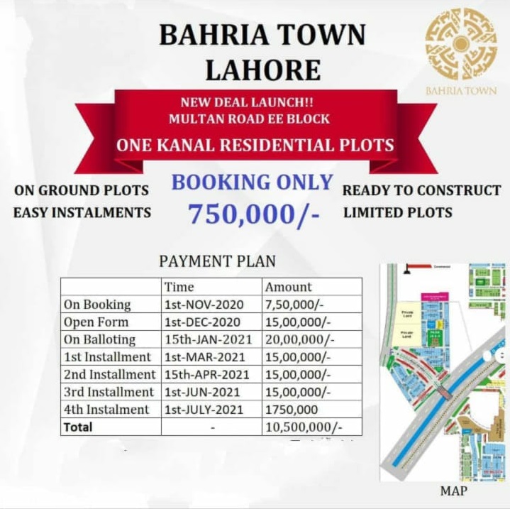 EE Block Payment Plan Bahria Town Lahore