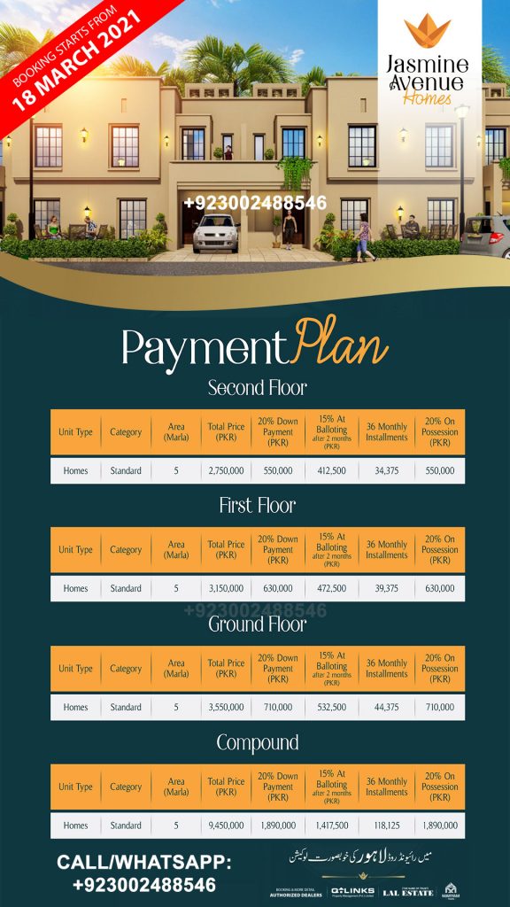 Jasmine Avenue Homes Payment Plan