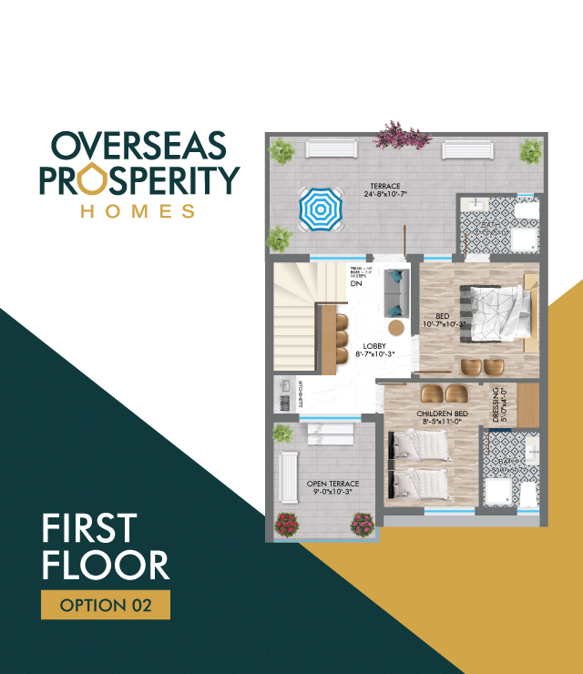 5 Marla Homes Layout Plan - First Floor Option 2
