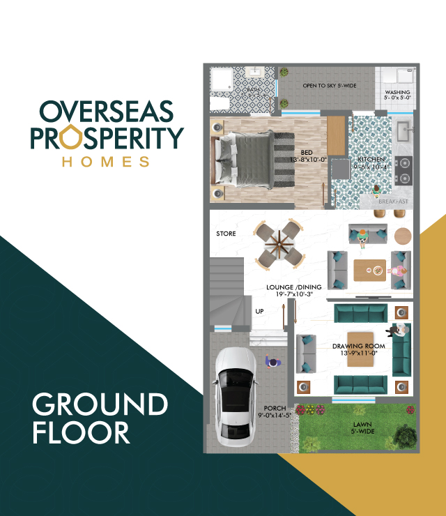 5 Marla Homes Layout Plan - Ground Floor