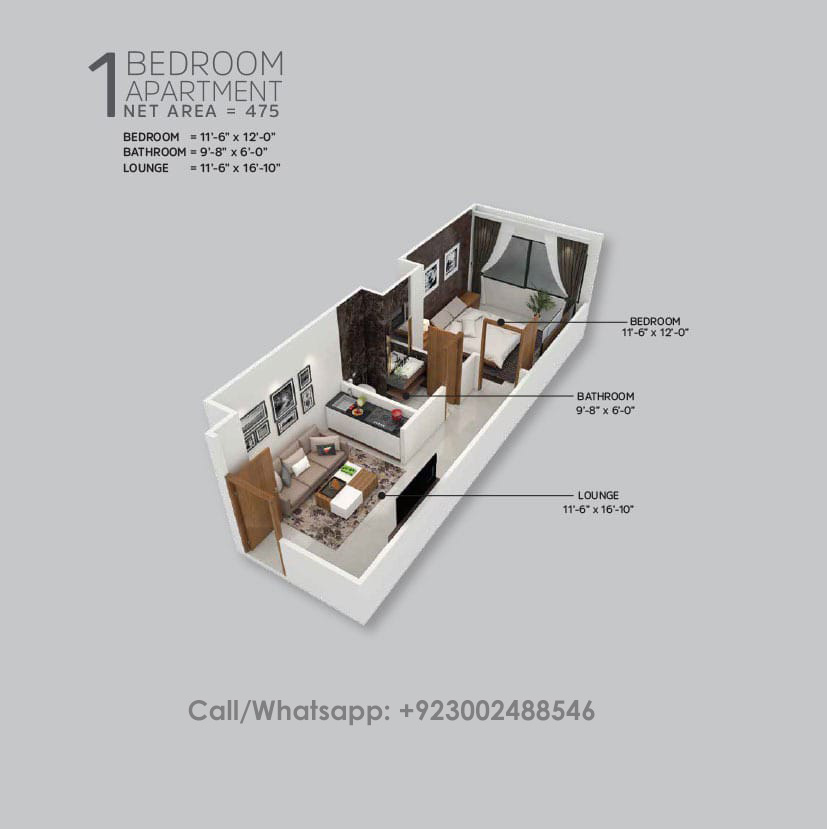 Times Square Mall Floor Plan - 1 Bedroom