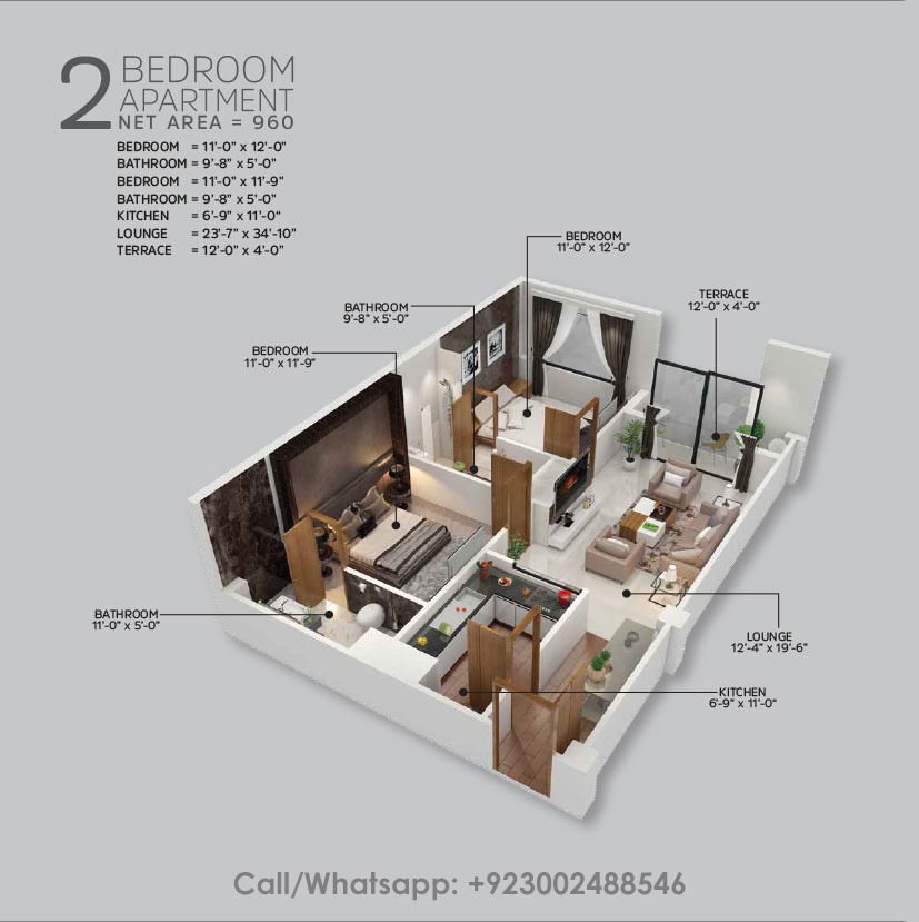 Times Square Mall Floor Plan - 2 Bedroom