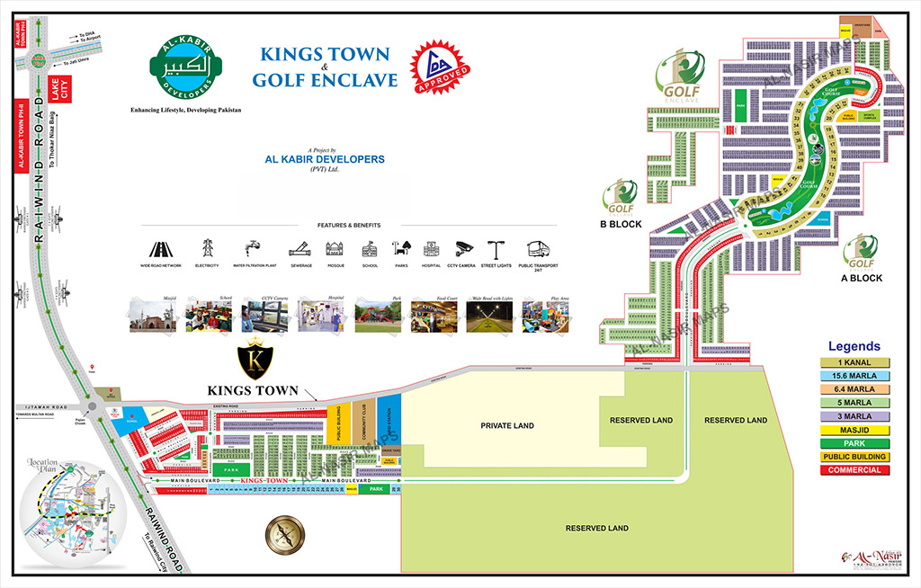 Kings Town Lahore Map