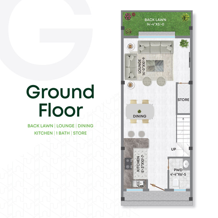 Safari Villas Bahria Town Karachi Floor Plan - Ground Floor